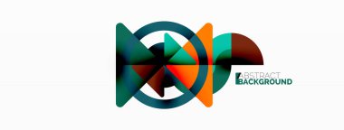 Yaratıcı geometrik duvar kağıdı. Asgari soyut arkaplan. Duvar kağıdı arkaplanı veya iniş sayfası için üçgenler ve daireler kompozisyon vektör çizimi