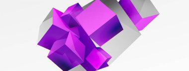 3d vector abstract background. Flying cubes composition. Trendy techno business template for wallpaper, banner, background or landing