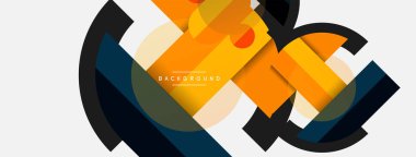 Geometrik şekiller bileşim soyut arkaplan. Çember çizgileri ve dikdörtgenler. Duvar kağıdı afişi veya iniş sayfası için vektör illüstrasyonu