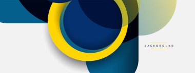 Yaratıcı geometrik duvar kağıdı. Asgari soyut arkaplan. Duvar kağıdı arkaplanı veya iniş sayfası için daire bileşimi vektör çizimi