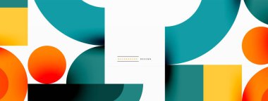 Çember ve kare geometrik arkaplan. Duvar kağıdı, pankart, arkaplan ya da iniş için üçgen ve kareli yuvarlak şekiller