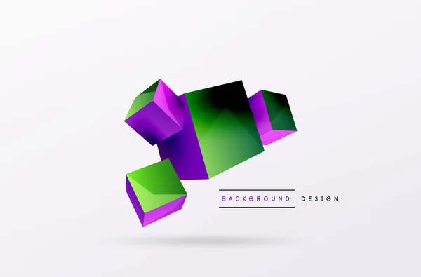 Vector Abstract Background Flying Cubes Composition Trendy Techno Business Template — 스톡 벡터