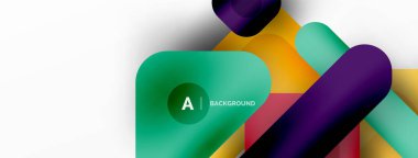 Renkli geometrik şekiller çizgiler, kareler ve üçgenler. Duvar kağıdı, pankart veya iniş sayfası için soyut arkaplan