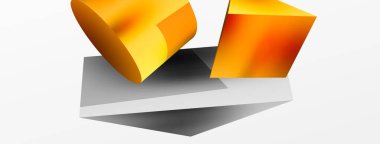 Vektör 3d soyut arkaplan. Şekiller 3 boyutlu üçgen ve silindir. Duvar kağıdı, afiş, arkaplan veya iniş için moda tekno iş şablonu