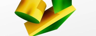 Vektör 3d soyut arkaplan. Şekiller 3 boyutlu üçgen ve silindir. Duvar kağıdı, afiş, arkaplan veya iniş için moda tekno iş şablonu