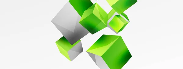Vector Abstract Background Flying Cubes Composition Trendy Techno Business Template — Stok Vektör