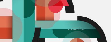 Yuvarlak geometrik şekiller çizgiler ve daireler. Duvar kağıdı afişi ya da iniş sayfası için vektör şablonu