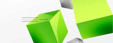 3d vektör soyut arkaplan. Uçan küp kompozisyonu. Duvar kağıdı, afiş, arkaplan veya iniş için moda tekno iş şablonu