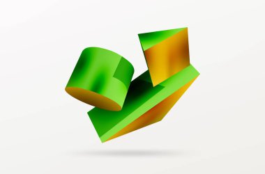 Vektör 3d soyut arkaplan. Şekiller 3 boyutlu üçgen ve silindir. Duvar kağıdı, afiş, arkaplan veya iniş için moda tekno iş şablonu