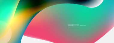 Fluid abstract background. Liquid color gradients composition. Round shapes and circle flowing design for wallpaper, banner, background or landing