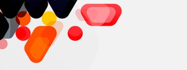 Beyaz üzerine renkli baloncuklar ve yuvarlak geometrik şekiller. Duvar kağıdı, pankart, arkaplan, iniş sayfası için vektör geometrik asgari özet arkaplan