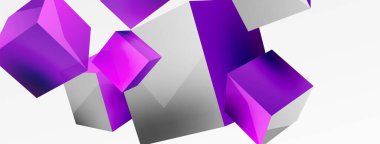 3d cubes vector abstract background. Composition of 3d square shaped basic geometric elements. Trendy techno business template for wallpaper, banner, background or landing