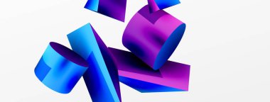 Metalik 3d şekil vektör geometrik arkaplan. Duvar kağıdı, afiş, arkaplan veya iniş için moda tekno iş şablonu