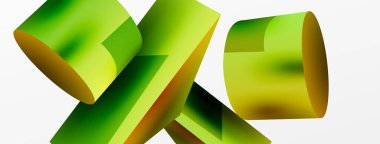 Metalik 3d şekil vektör geometrik arkaplan. Duvar kağıdı, afiş, arkaplan veya iniş için moda tekno iş şablonu