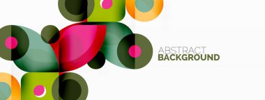 Renkli yuvarlak şekiller, daireler ve üçgenler. Duvar kağıdı, afiş ve sunum için en küçük geometrik şablon