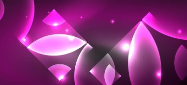 Parlak ışık efektli soyut bir arkaplan. Yuvarlak şekiller, üçgenler ve daireler. Yapay Zeka teknolojisi, engelleme zinciri, iletişim, 5G, bilim, iş ve teknoloji konsepti için duvar kağıdı