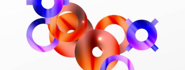 Minimum geometrik soyut arkaplan. Parlak ve parlak daire, çizgi ve yuvarlak şekiller tasarım. Duvar kağıdı, afiş, arkaplan veya iniş için moda tekno iş şablonu