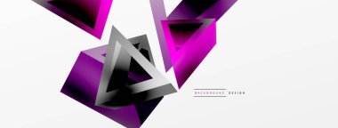 Üçgen soyut arkaplan. 3D vektör temel biçim teknolojisi veya iş konsepti bileşimi. Duvar kağıdı, afiş, arkaplan veya iniş için moda tekno iş şablonu