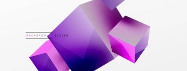 3d küp vektör soyut arkaplan. 3d kare şeklindeki temel geometrik elementlerin bileşimi. Duvar kağıdı, afiş, arkaplan veya iniş için moda tekno iş şablonu