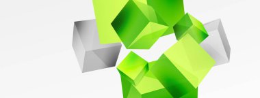 3d cubes vector abstract background. Composition of 3d square shaped basic geometric elements. Trendy techno business template for wallpaper, banner, background or landing