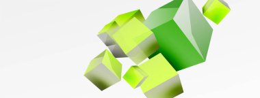3d cubes vector abstract background. Composition of 3d square shaped basic geometric elements. Trendy techno business template for wallpaper, banner, background or landing