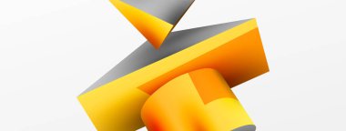 Metalik 3d şekil vektör geometrik arkaplan. Duvar kağıdı, afiş, arkaplan veya iniş için moda tekno iş şablonu