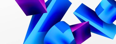 Metalik 3d şekil vektör geometrik arkaplan. Duvar kağıdı, afiş, arkaplan veya iniş için moda tekno iş şablonu