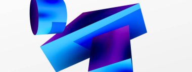 Metalik 3d şekil vektör geometrik arkaplan. Duvar kağıdı, afiş, arkaplan veya iniş için moda tekno iş şablonu