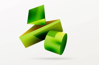 Metalik 3d şekil vektör geometrik arkaplan. Duvar kağıdı, afiş, arkaplan veya iniş için moda tekno iş şablonu