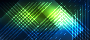 Arka plan duvar kağıtları, parlak çizgiler ve geometrik şekiller. Yapay Zeka teknolojisi, engelleme zinciri, iletişim, 5G, bilim, iş ve teknoloji konsepti için koyu duvar kağıdı