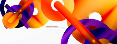Minimum geometrik soyut arkaplan. Parlak ve parlak daire, çizgi ve yuvarlak şekiller tasarım. Duvar kağıdı, afiş, arkaplan veya iniş için moda tekno iş şablonu