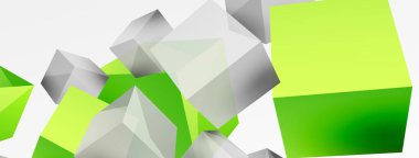 3d cubes vector abstract background. Composition of 3d square shaped basic geometric elements. Trendy techno business template for wallpaper, banner, background or landing