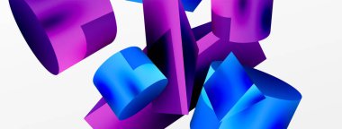 Metalik 3d şekil vektör geometrik arkaplan. Duvar kağıdı, afiş, arkaplan veya iniş için moda tekno iş şablonu