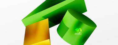 Metallic 3d shape vector geometric background. Trendy techno business template for wallpaper, banner, background or landing