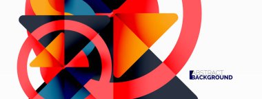 Yaratıcı geometrik duvar kağıdı. Asgari soyut arkaplan. Duvar kağıdı arkaplanı veya iniş sayfası için üçgenler ve daireler kompozisyon vektör çizimi