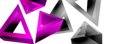 Üçgen soyut arkaplan. 3D vektör temel biçim teknolojisi veya iş konsepti bileşimi. Duvar kağıdı, afiş, arkaplan veya iniş için moda tekno iş şablonu