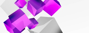 3d cubes vector abstract background. Composition of 3d square shaped basic geometric elements. Trendy techno business template for wallpaper, banner, background or landing