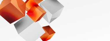 3d vektör soyut arkaplan. Uçan küp kompozisyonu. Duvar kağıdı, afiş, arkaplan veya iniş için moda tekno iş şablonu