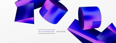 Metalik 3d şekil vektör geometrik arkaplan. Duvar kağıdı, afiş, arkaplan veya iniş için moda tekno iş şablonu