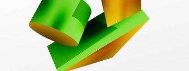 Metalik 3d şekil vektör geometrik arkaplan. Duvar kağıdı, afiş, arkaplan veya iniş için moda tekno iş şablonu