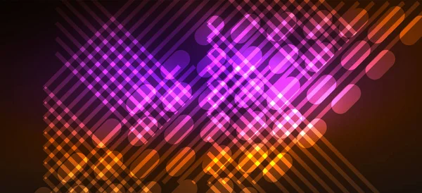 背景霓虹灯发光线和几何形状 黑暗壁纸上的灯光 用于人工智能技术 区块链 科学的概念 — 图库矢量图片