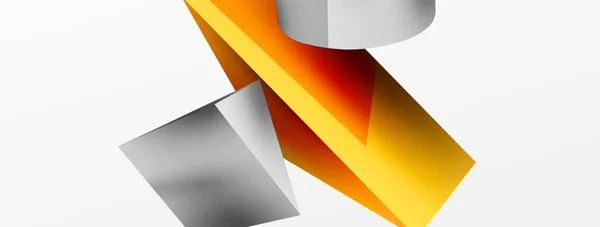Metallic Shape Vector Geometric Background Trendy Techno Business Template Wallpaper - Stok Vektor