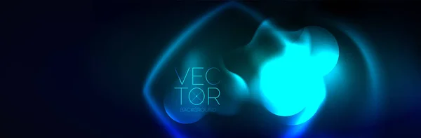 Glowing Neon Lights Abstract Shapes Composition Magic Energy Concept Template — Stock vektor