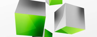 3d küp vektör soyut arkaplan. 3d kare şeklindeki temel geometrik elementlerin bileşimi. Duvar kağıdı, afiş, arkaplan veya iniş için moda tekno iş şablonu