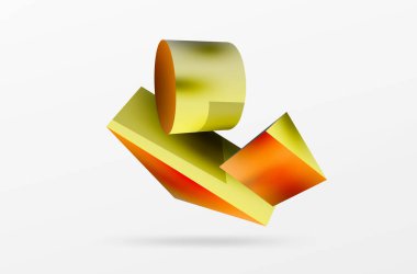 Metalik 3d şekil vektör geometrik arkaplan. Duvar kağıdı, afiş, arkaplan veya iniş için moda tekno iş şablonu