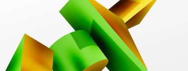 Vektör 3d soyut arkaplan. Şekiller 3 boyutlu üçgen ve silindir. Duvar kağıdı, afiş, arkaplan veya iniş için moda tekno iş şablonu