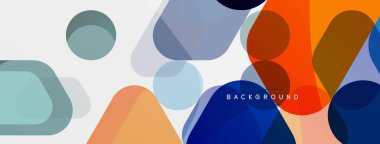 Beyaz üzerine renkli baloncuklar ve yuvarlak geometrik şekiller. Duvar kağıdı, pankart, arkaplan, iniş sayfası için vektör geometrik asgari özet arkaplan