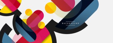 Geometrik şekiller bileşim soyut arkaplan. Çember çizgileri ve dikdörtgenler. Duvar kağıdı afişi veya iniş sayfası için vektör illüstrasyonu