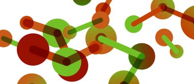 Soyut arkaplan. Yuvarlak noktalar çizgilerle birleşti. Duvar kağıdı, afiş, arkaplan veya iniş için moda tekno iş şablonu