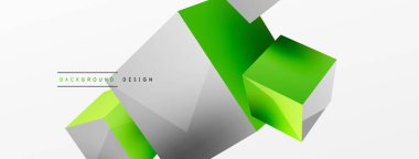 3d küp vektör soyut arkaplan. 3d kare şeklindeki temel geometrik elementlerin bileşimi. Duvar kağıdı, afiş, arkaplan veya iniş için moda tekno iş şablonu